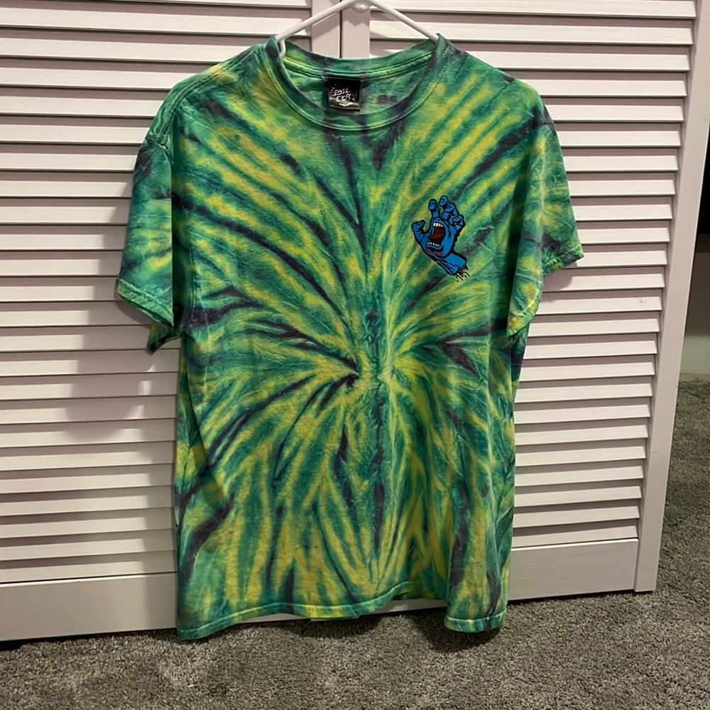 santa cruz, green tie-dye, t-shirt